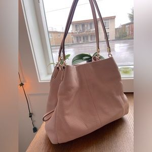 Coach 26224 Madison Pebbled Leather Phoebe Shoulder Purse in Blossom Pink